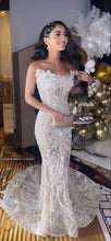 C2023-CB88P - strapless Swarovski Crystal beaded sheer evening gown for wedding or high-end Prom Dress