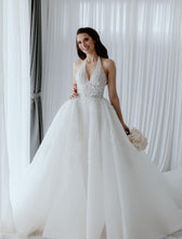 C2024-HB115 - vestido de novia sin espalda con escote en V y falda de corte A