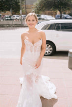 C2024-L33S - strapless sheer lace wedding gown