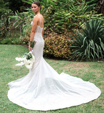 C2024-F595 - sparkly beaded mermaid wedding gown with crystal shoulder straps