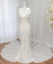 C2024-FB202 - beaded fitted wedding gown with small shoulder straps