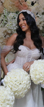 C2024-AS81G - strapless a-line corset wedding dress with draping off the shoulder arm straps