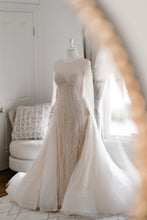 C2024-LS553 - illusion neckline wedding dress with long sheer sleeves