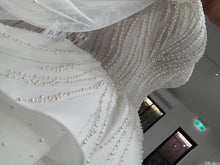 C2024-LSB38 - off the shoulder ball gown wedding dress with bishop long sleeves