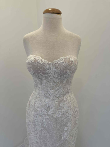 C2024-NB-Olga - strapless sweetheart lace wedding gown with chapel train