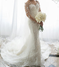 C2024-NAL88 - sheer long sleeve embroidered wedding gown with intricate beading