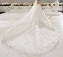 C2024-NAL88 - sheer long sleeve embroidered wedding gown with intricate beading