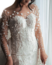 C2024-NAL88 - sheer long sleeve embroidered wedding gown with intricate beading