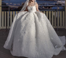 C2024-NAL59 - sleeveless square neck ball gown wedding dress with 3D embellishments