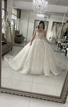 C2024-NAL59 - sleeveless square neck ball gown wedding dress with 3D embellishments