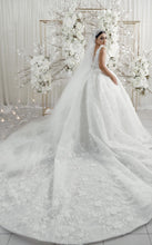 C2024-NAL59 - sleeveless square neck ball gown wedding dress with 3D embellishments