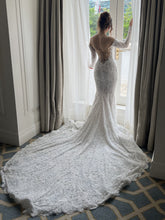 C2024-LDG88 - off the shoulder long sleeve beaded lace wedding gown