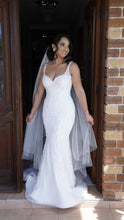 C2024-NAL629 - Sleeveless beaded fit-to-flare wedding gown with chapel train