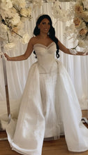 C2024-NAL933 - strapless crystal beaded wedding dress with detachable ball gown overskirt