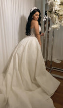 C2024-NAL933 - strapless crystal beaded wedding dress with detachable ball gown overskirt