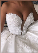 C2024-NAL44 - 3D beaded strapless empire waist wedding ball gown