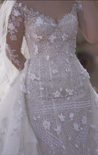 C2024-NAL4022 - 3D embellished sheer long sleeve wedding gown