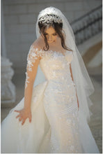 C2024-NAL4022 - 3D embellished sheer long sleeve wedding gown