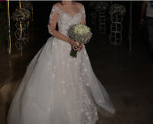 C2024-NAL4022 - 3D embellished sheer long sleeve wedding gown