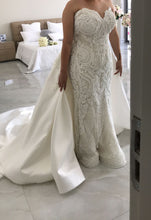 C2019-NAL618 - strapless plus size beaded wedding gown with detachable overskirt