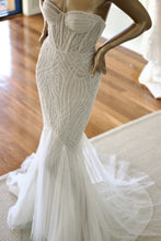 C2024-BS991 - beaded strapless fit-to-flare wedding gown