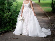 C2024-LD72 - scoop neck embroidered wedding gown with detachable train