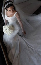 C2024-NAL601 - sheer long sleeve beaded wedding gown