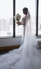 C2024-NAL601 - sheer long sleeve beaded wedding gown