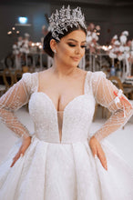 C2024-SB535 - crystal beaded long sleeve wedding ballgown