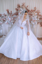 C2024-SB535 - crystal beaded long sleeve wedding ballgown