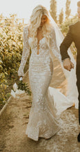 C2024-BB729 - backless long sleeve embroidered wedding gown