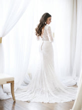 C2024-LS48 - Recreation of beaded Long Sleeve v-neck wedding gown