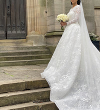 C2025-PLS398 - embroidered modest wedding gown