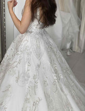 C2025-NAL582 - scoop neck sleeveless beaded ball gown wedding dress