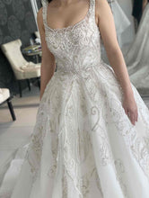 C2025-NAL582 - scoop neck sleeveless beaded ball gown wedding dress