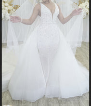 C2025-ALK63 - beaded deep v-neck fitted wedding gown