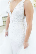 C2025-ALK63 - beaded deep v-neck fitted wedding gown