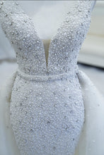 C2025-ALK63 - beaded deep v-neck fitted wedding gown