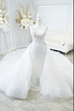 C2025-ALK63 - beaded deep v-neck fitted wedding gown