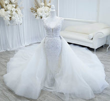 C2025-ALK63 - beaded deep v-neck fitted wedding gown