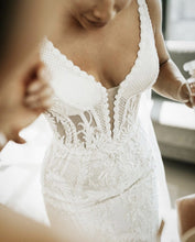 C2025-BB420 - sexy fit-and-flare embroidered wedding gown