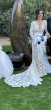 C2024-LS525 - Long Sleeve Lace Wedding Gown with Scalloped V-Neck Bust Line