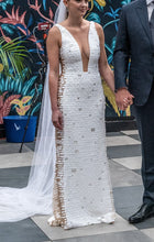 C2024-SG212 - Sleeveless sexy open back wedding dress with tile embellishments