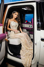 C2023-CB88P - strapless Swarovski Crystal beaded sheer evening gown for wedding or high-end Prom Dress