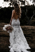 Robe de mariée sexy sans manches, col en v, motif de fleurs 3D, avec traîne cathédrale, C2023-VF40