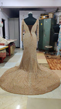 C2023-SWeeks - Vestido de novia de manga larga talla grande con pedrería de cristal en color nude