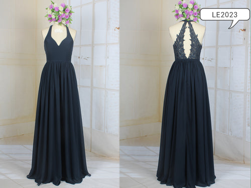LE2023 - Halter style empire waist formal evening gown party dress