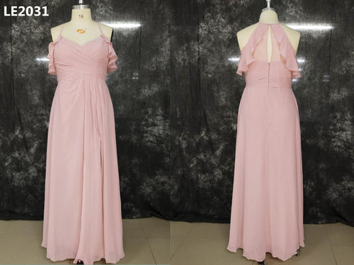 LE2031 - empire waist haler style plus size formal evening gown party dress