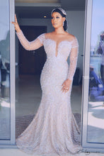 C2022-BB28x - Swarovski Crystal beaded Wedding Gown w Elegant long sleeves