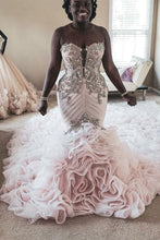 C2020-SP8 - strapless pastel blush pink fit-n-flare wedding gown with crystal rhinestone bling